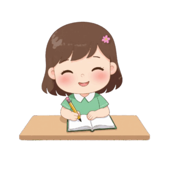 楽しんで勉強している少女