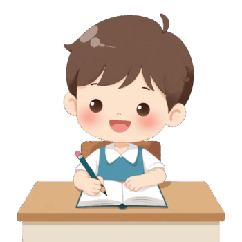 楽しんで勉強している少年