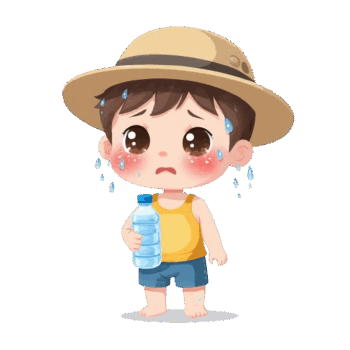 熱中症になりかけている少年
